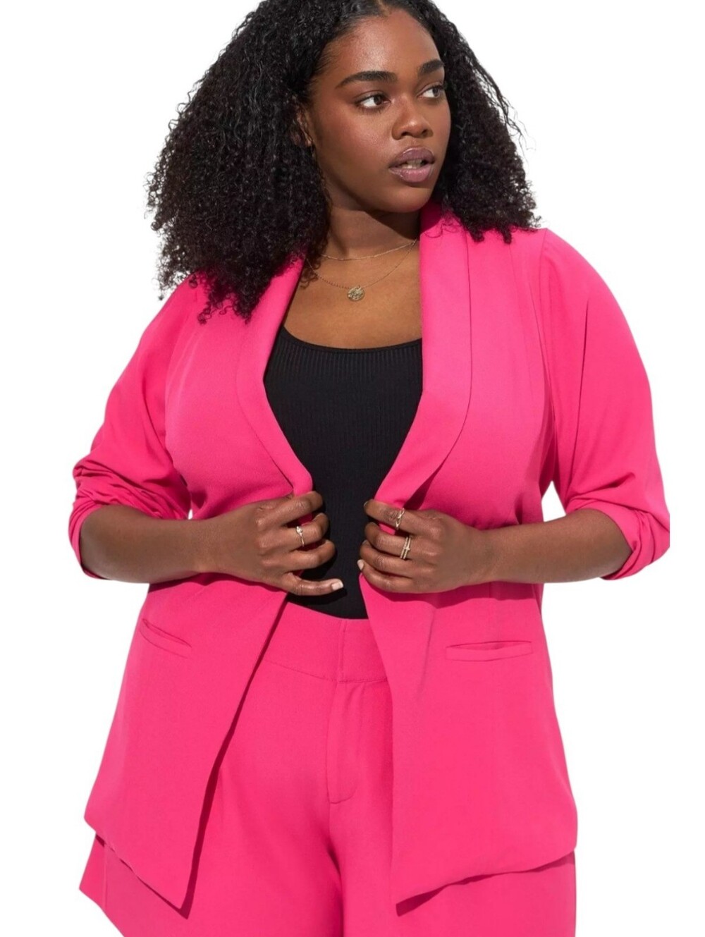 Torrid Barbie Hot Pink Open‎ Blazer Jacket Size 4